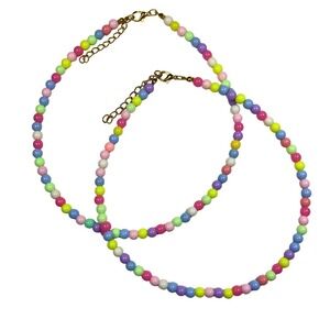Pastel Beaded Necklace Adjustable Choker Kawaii Y2K Aesthetic Jewelry